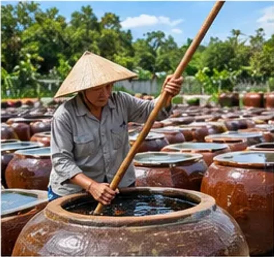 Quy trình ủ nước tương trong lu sành: từ hạt đậu đến chai nước tương